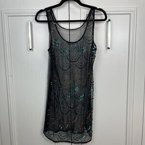 Black Mesh sequins slip dress urban outfitters